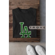 Unısex Kadın Erkek Calıfornıa Los Angales Baskılı Siyah Beyaz % 100 Pamuk Tasarım T-shirt Siyah