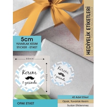 Erkek Bebek Doğum Günü Etiketi, 5 Cm - 40 Adet Opak Sticker Renkli