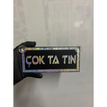 Siyah Renk Üzeri Hologram Renk Çok Ta Tın Yazılı Vantuzlu Cam Süsü