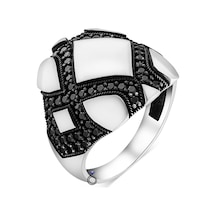 925 Ayar Gümüş Mikro Taş Işlemeli Modern X Tasarım Yüzük