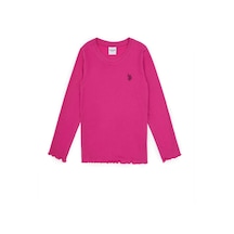 U.S. Polo Assn. Kız Çocuk Pembe Bisiklet Yaka Basic Sweatshirt 50317908-VR041