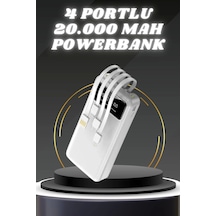 Powerbank Şarj Cihazı 4 Çıkışlı 20.000 Mah Powerbank Kompakt Yüksek Kapasiteli Hızlı Şarj Siyah