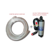 24 Volt Mini Çakmaklı Dalgıç Pompası+hortum Seti Su,süt,yağ