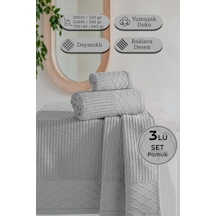 Cumba %100 Pamuk 3 Lü Havlu Takımı - 30x50, 50x90, 70x140 Gri