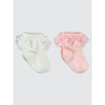 Civil Baby Kız Bebek 2'li Çorap Set 6- - Ekru Ekru Pembe