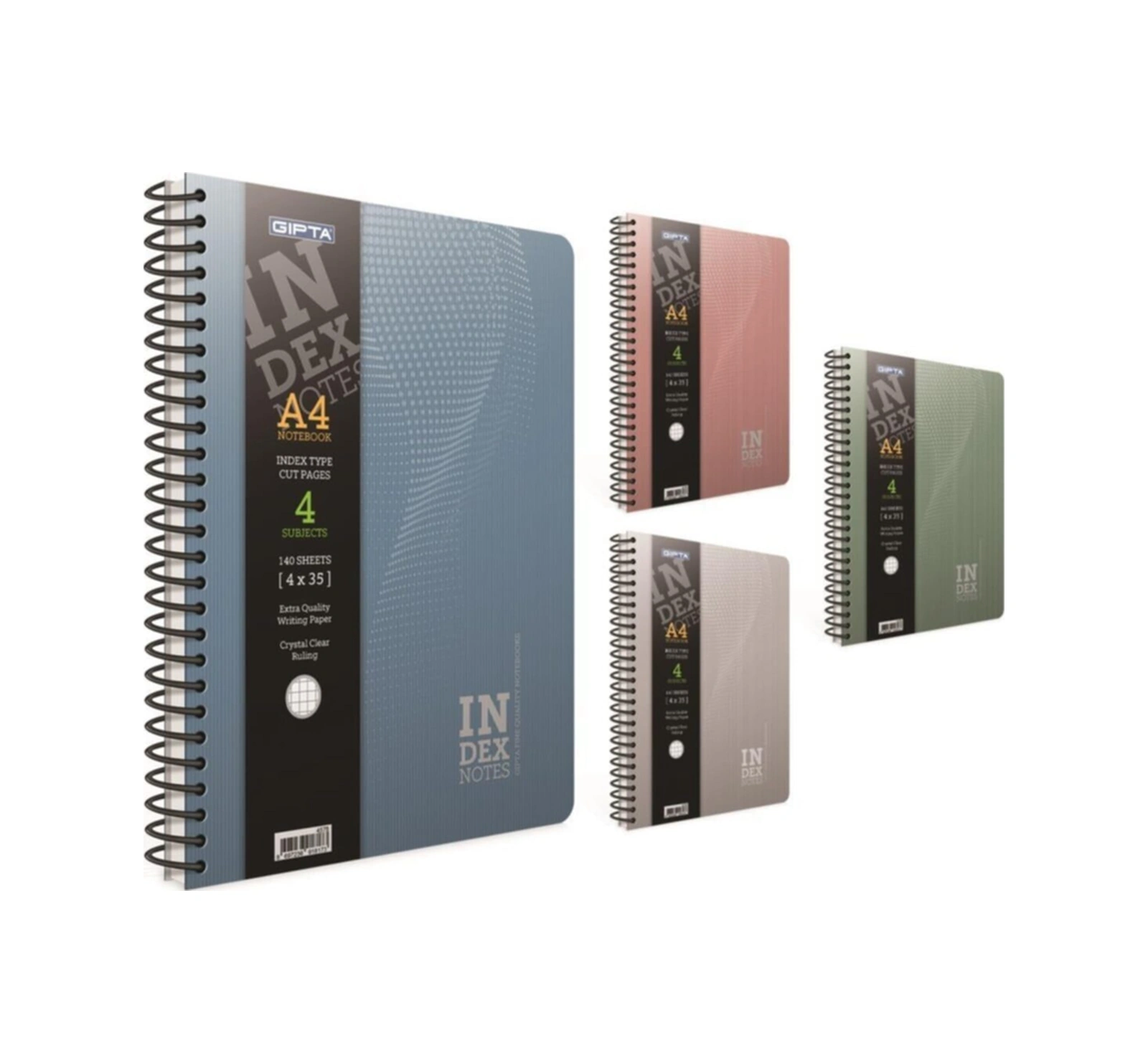 Index Notes A4 Spiralli Sert Kapak Defter 140 Yaprak Kareli 2 Li Paket 4624