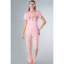 Yazlık Kısa Kol Pijama Takımı Dowry 08-112 Pudra