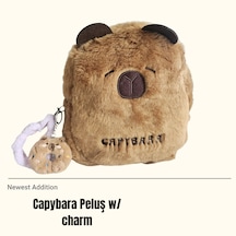 Capybara Peluş Sırt Çantası W/ Charm Kahverengi