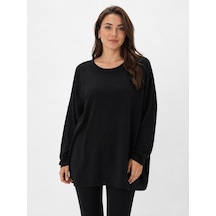 Neden Tekstil Siyah Oversize Basic Basic Bluz