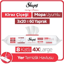 Sleepy Easy Clean Kiraz Çiçeği Mopa Uyumlu Yer Temizlik Havlusu&Mendili 3x20 (60 Yaprak)