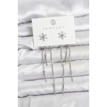 Sallantılı Çiçek Kadın Küpe Pirinç Malzeme Çok Renkli