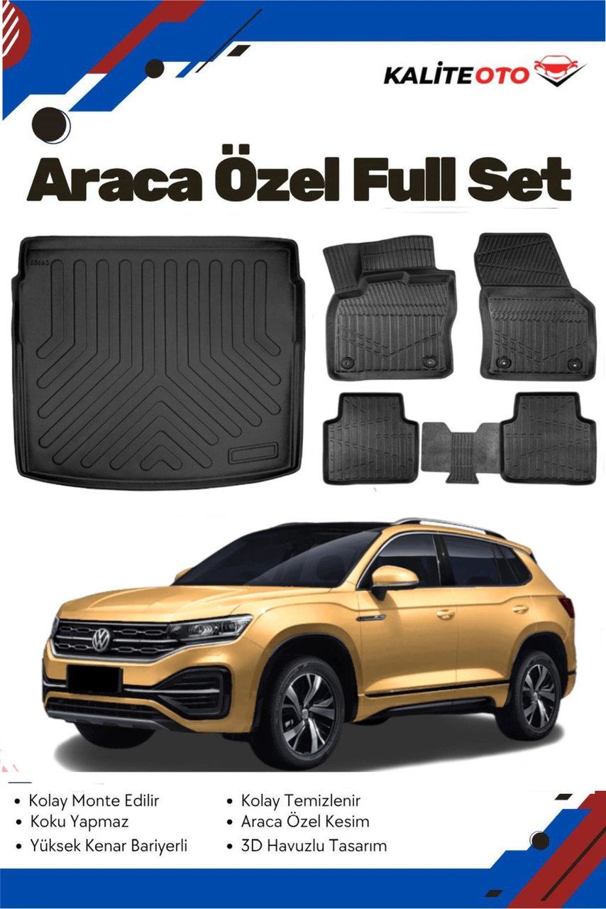Volkswagen Tayron 2024 Model Yumuşak Paspas+alt Bagaj Havuzu Seti