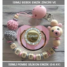 Sahi Aksesuar İsimli Bebek Emzik Zinciri ve Bebek Silikon Emzik BEZYI247 Pembe