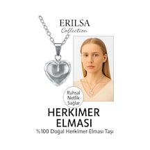 Erilsa Sertifikalı Kalp Model Herkimer Elması Kolye Yüksek Frekanslı N Çok Renkli