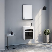 Orka Yedisu 45 Cm Mdf Parlak Siyah Mini Banyo Dolabı Takımı Siyah