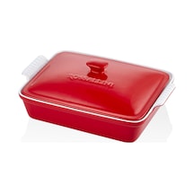 Rossallını Lıfe Dıkdortgen Kapaklı Kırmızı Fırın Kabı 33x23x7 Cm - 678395610