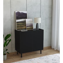 Modern Mdf Çok Amaçlı 80 Cm 2 Kapaklı Siyah Konsol