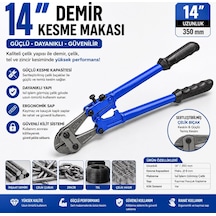 14 İnç 350 Mm Demir Kesme Makası Profesyonel Krom Vanadyum Çelik Tel Ve Demir Kesici