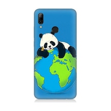 Huawei P Smart 2019 Uyumlu Yorgun Panda Ve Dünya Desenli Silikon Kılıf
