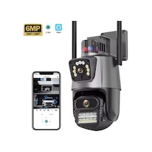 6mp Çift Lensli Wifi Ptz Kamera Aı İnsan Algılama Gece Görüş Ip66 Siren Sesli Alarm Güvenlik Kamera