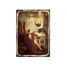 Bedeko Jartiyerli Pin Up Kızı Model Mdf Tablo 35 Cm X 50 Cm