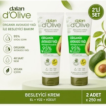 D'olive Organik Avokado Yağı Hızlı Emilen Tüp Krem 250 Ml 2 Adet