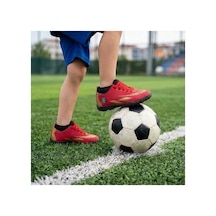 Çocuk Halı Saha Futbol Ayakkabısı Hafif, Kaymaz Tabanlı, Bağcıklı Kramponsuz Spor Ayakkabı Kırmızı