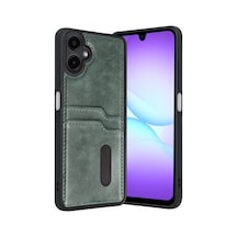 Samsung Galaxy A07 4g Uyumlu Sara Kartvizitli Deri Kılıf - Yeşil