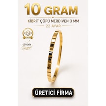22 Ayar Tse Belgeli 10 Gram Kibrit Çöpü Merdiven 3 Mm Ajda Altın İşçiliksiz Bilezik Gold