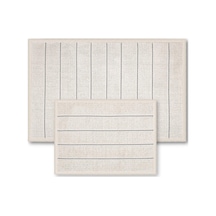 Bluenity Barı Doğal Pamuklu 2'li Banyo Kilim Seti 60x90+40x60 Cm - Ekru/siyah Çizgili Ekru