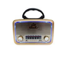 Gold Silver Gs-1345 Güneş Enerjili Led Işıklı Nostaljik Radyo Fenerli Şarjlı Bluetooth Hoparlör Usb Tf
