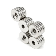 5 Adet 15x3 Mm Havşa Delikli Çok Güçlü Neodyum Mıknatıs Magnet