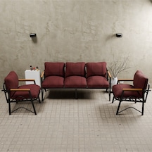 Mb Garden Furnıture Simetri Model, Balkon, Bahçe, Cafe, Metal Koltuk Takımı, Bahçe Takımı , Çay Seti, 3+1+1 Takım Bordo
