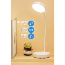 Şarjlı Masa Lambası Işık Ayarlanabilir Telefon Tutuculu Ders Çalışma Okuma Işığı Beyaz Işık 0644 Beyaz