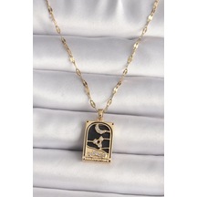 316l Çelik Gold Renk Zirkon Taşlı Ay Figürlü Tarot Model Kadın Kolye Karışık Renk