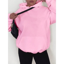Startmore Pembe Unisex Kadın/erkek Düz Renkli Pamuklu Oversize Kapüşonlu