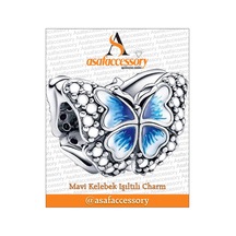 Mavi Kelebek Işıltılı Charm