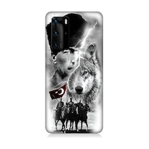 Huawei P40 Pro Uyumlu Atatürk Kurt Ve Bayrak Desenli Silikon Kılıf