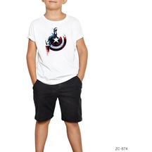 Captain America Cut Beyaz Çocuk Tişört