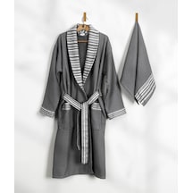 Limira 2'li Set Antrasit Pamuk 1 Bornoz L-xl 1 Çeyiz Havlu 50x90 2234 Antrasit