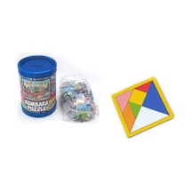 7 Parça Kalın Ahşap Ortaboy Tangram + 90 Parça Yapbozlu Kumbara Puzzle