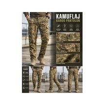 Kamuflaj Verox Fıt Erkek Kargo Pantolon Rahat Kesim Çok Cepli Günlük Haki Haki