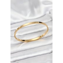316l Çelik Gold Renk 65 Mm İnce Kadın Kelepçe Bileklik - Tj-bb7915 Gümüş