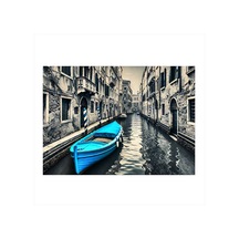 Venice Kanallarında Mavi Sandal Hediyelik Mdf Tablo