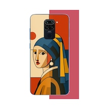 Redmi Note 9 Uyumlu İnci Küpeli Kızın Modern Yorumu Baskılı Silikon Kılıf Renkli