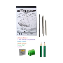 Eskiz Seti, Eskiz Başlangıç Seti, Defter, Kömür Kalemi, Pastel Dağıtıcı, Hamur Silgi..