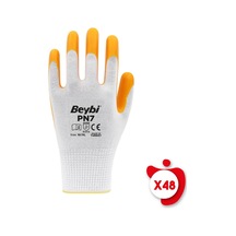 Beybi PN7 Sarı Polyester Örme Nitril İş Eldiveni 10 Beden 48 Çift