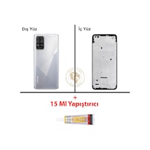 Infinix Note 8 Gümüş Uyumlu Lensli Orta Kasa + B7000 Yapıştırıcı Full Kasa Kapak Gövde Housing Diğer