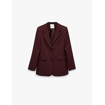 Koton Regular Fit Uzun Kollu Cep Detaylı Düğmeli Viskon Karışımlı Blazer Ceket Bordo 7wak50167uw
