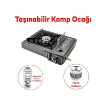 Taşınabilir Portatif Kamp Ocağı Tekli Tek Gözlü Kartuşlu Piknik Tüp Bağlantılı Gezi Ocak Gri Renk Diğer